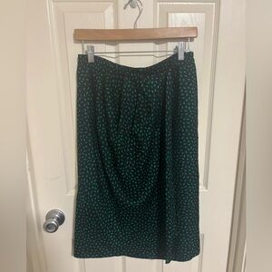 Carlisle Silk Wool Leaf Print Skirt Black Green Size 10